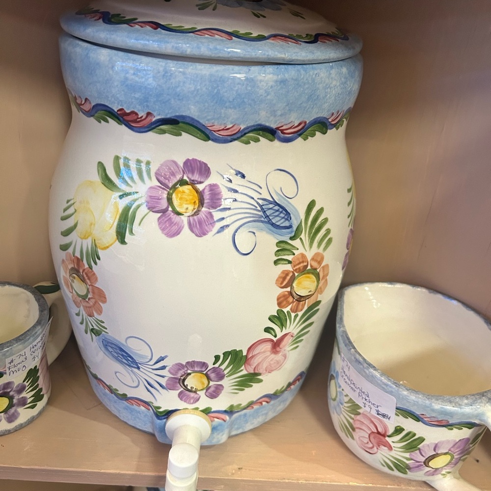 Hand-Painted Floral Ceramic Water Dispenser